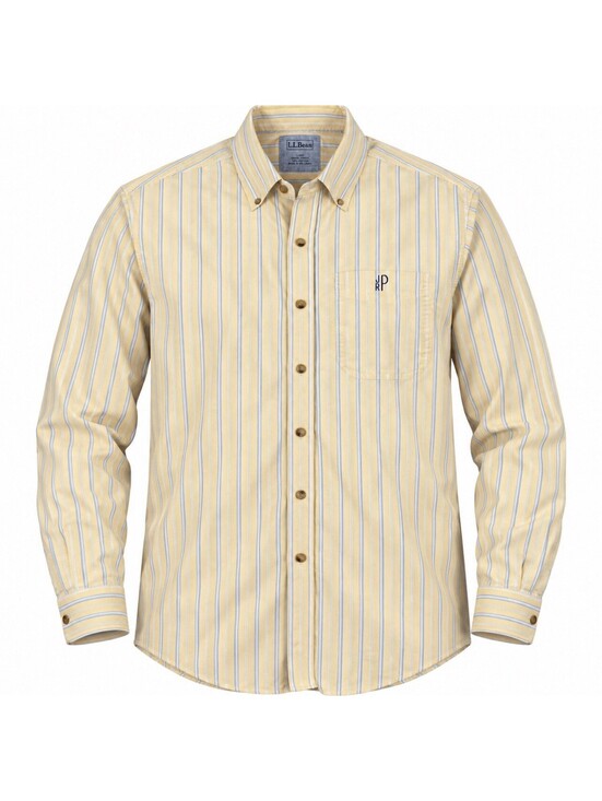 Other - Vtg L.L.Bean Shirt Mens Large Regular Yellow Blue Stripe Cotton Long Sleeve